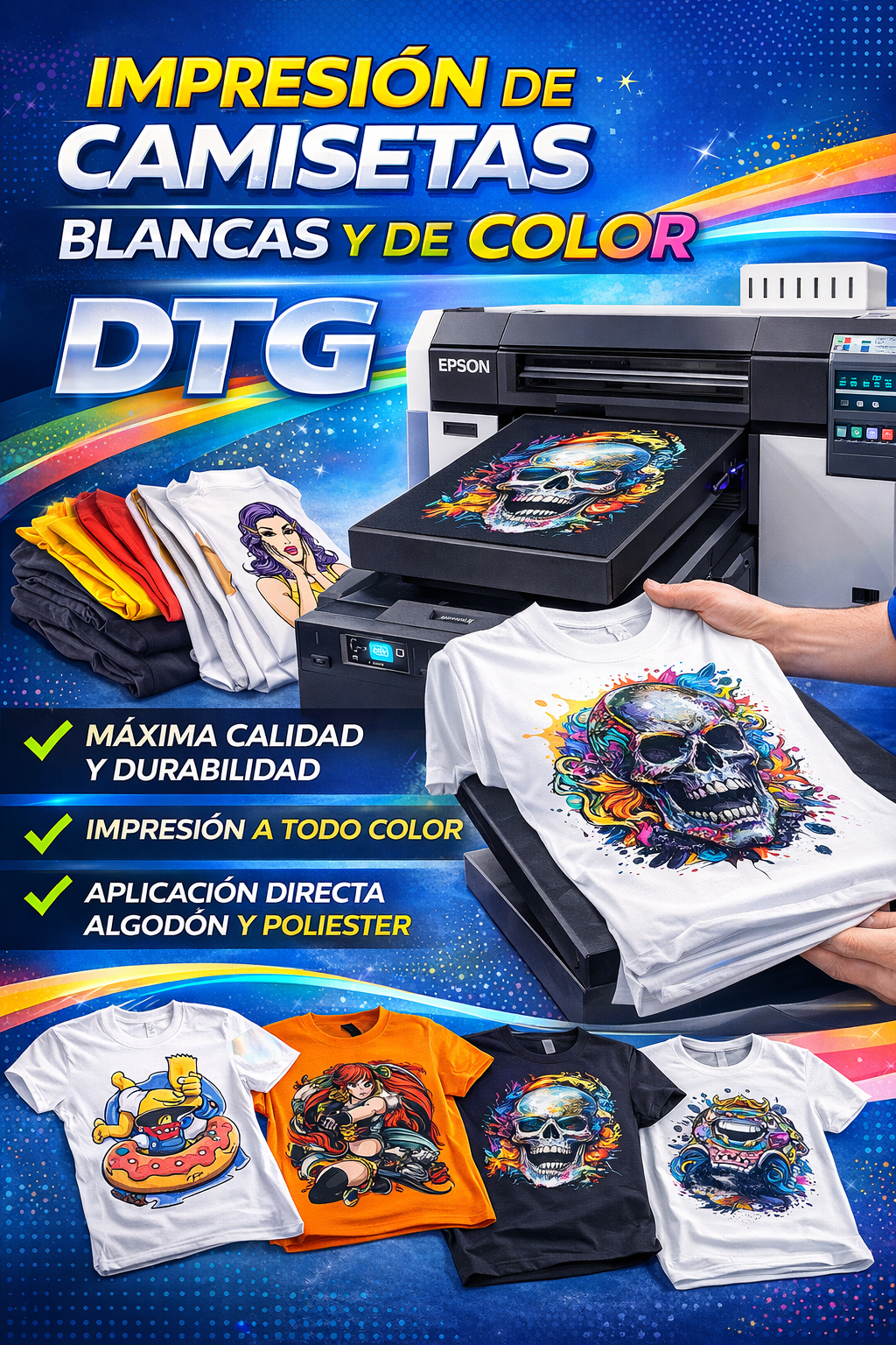 Impresión DTG en camisetas y prendas claras y oscuras